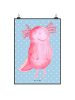 Mr. & Mrs. Panda Poster Axolotl Glücklich ohne Spruch in Blau Pastell