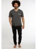 CiTO Schlafanzug - T-Shirt mit Hose lang mit Bund Night & Home in Grau / Schwarz