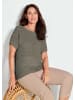 GOLDNER Kurzgröße:  Kurzarm-Pullover mit Rippen in khaki