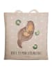 Mr. & Mrs. Panda Schultertasche Otter Seerose mit Spruch in Grau Pastell