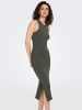 ONLY Figurbetontes Bodycon-Kleid Geripptes Midi Dress Ärmellos in Olive