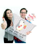 Mr. & Mrs. Panda Kissen Pinguin Pommes mit Spruch in Grau Pastell