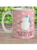 Mr. & Mrs. Panda Tasse Einhorn Fitness mit Spruch in Rot Pastell
