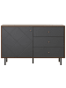 Beliani Sideboard PALMER in Grau/Dunkler Holzfarbton/Schwarz