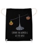 Mr. & Mrs. Panda Drawstring Bag Sternzeichen Waage mit Spruch in Schwarz