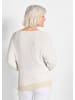 GOLDNER Pullover Baumwollmix mit Fledermausärmeln und Rippstruktur in beige / weiß / gestreift