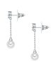 Lulu & Jane Perlen-Ohrhänger aus Messing mit Zirkonia und Muschelkernperle in silber