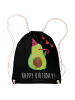 Mr. & Mrs. Panda Sportbeutel Avocado Geburtstag mit Spruch in Schwarz