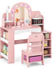 COSTWAY Kinder Schminktisch Set mit Beleuchtung ab 3 Jahren in Rosa