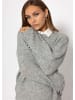 SASSYCLASSY Pullover mit Perlendetails in Grau