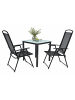 VCM  3-tlg Sitzgruppe Gartenmöbel Tisch Stühle Set 80M in Schwarz