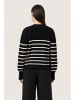 Soaked in Luxury Strickjacke SLSpina Gerade Passform in Black w White Stripe