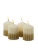 MARELIDA 4x LED Kerze Liv Echtwachs mit Rillen H: 10cm in weiß, gold