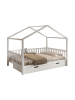 58 aufm Kessel HAUSBETT Kapua 140x200 mit Bettschublade Kiefer Massivholz Weiß