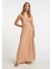 IZIA Damen Langes Wickelkleid in Orange Beige
