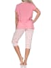 NORMANN Schlafanzug Capri Shorty Pyjama kurzarm Tupfen Punkte in pink