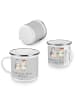 Mr. & Mrs. Panda Camping Emaille Tasse 25. Hochzeitstag Silberne... in Heather Grey