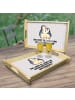Mr. & Mrs. Panda Servierplatte Pinguine Einschlafen mit Spruch in Grau Pastell