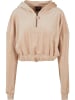 FUBU FUBU Damen FW231-014-1 FUBU Signature Allover Velours Short Hoodie in sand