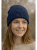 Yuhu Unisex Beanie Baumwolle Waffelstrick Wintermütze in Dunkel-Blau