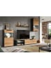 Inn.Furn Wohnwand Eiche Artisan, grau 4-teilig 246 cm, Schrankwand mit Soft-Close