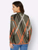 Sieh an! Stehkragenpullover in khaki-orange-gemustert