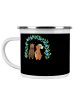 Mr. & Mrs. Panda Camping Emaille Tasse Polterabend Spaß mit Spruch in Schwarz