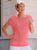 Sieh an! Ajourpullover in koralle-weiß-gemustert