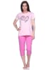 NORMANN Capri Schlafanzug Capri Pyjama HerzchenMuster - 79909 in rosa