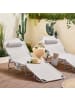 SoBuy Liegestuhl in Matte Off-White - (W) 56 x (H) 81 x (L) 167 cm