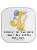 Mr. & Mrs. Panda Bierdeckel Tennis Netz mit Spruch in Weiß