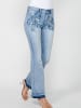 KOROSHI LANGE HOSE JEANS GLOCKE in blau