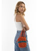 IZIA Damen Bucket Bag Aus Perlen in Orange Mehrfarbig