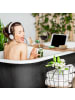 relaxdays Badewannenablage Bambus mit Glashalter