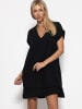 SASSYCLASSY Musselin Kleid mit V-Ausschnitt in Schwarz