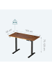 relaxdays Höhenverstellbarer Schreibtisch in Braun/ Schwarz - (B)160 x (H)120 x (T)60 cm