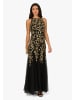 Adrianna Papell Langes Abendkleid Halter Bead Godet Dress in black/gold