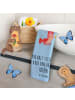 Mr. & Mrs. Panda Handtuch Hummer Weizen mit Spruch in Blau Pastell