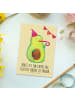Mr. & Mrs. Panda Postkarte Avocado Party mit Spruch in Gelb Pastell