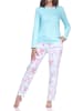 NORMANN Schlafanzug langarm Pyjama Schleifen Motiv in türkis
