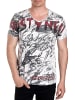 Rusty Neal V-Neck T-Shirt im Strass-Stein-Design in Grau