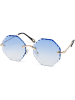 styleBREAKER Runde Sonnenbrille in Gold / Blau Verlauf