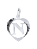Lucardi 925 Silber Anhänger "Buchstabe N" Herz