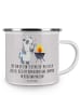 Mr. & Mrs. Panda Becher Emaille Bester Stiefvater mit Spruch in Grau Pastell