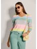 MADELEINE V-Pullover mit langen Ärmeln in hellsalbeigrün / puderrosé / multicolor