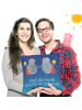 Mr. & Mrs. Panda Kissen 40 x 40 Sternzeichen Zwilling mit Spruch in Sternenhimmel Blau