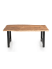 SalesFever Esstisch 180x90 cm Platte Massivholz Akazie Baumkante mit H-Gestell in Schwarz