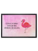 Mr. & Mrs. Panda Fußmatte außen Flamingo Classic mit Spruch in Aquarell Pink