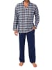 NORMANN Langarm Schlafanzug Pyjama zum durchknöpfen in marine