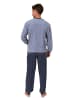 NORMANN Langarm Frottee Schlafanzug Pyjama Bündchen - 86644 in blau-mel.